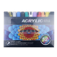 BECOL Vente en gros de marqueurs de peinture acrylique 12 couleurs, marqueur permanent pour céramique, roche, verre, porcelaine, tasse, bois, tissu, toile