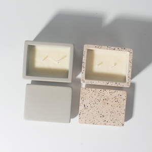 Bougies rectangulaires en béton avec <span class=keywords><strong>couvercle</strong></span> en béton pour la décoration intérieure, conteneur de bougies, vente en gros en usine en Chine - Product Image 5