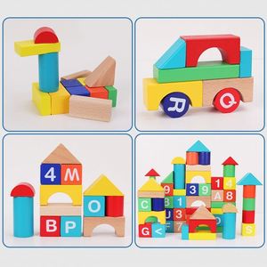 62PCS Kids Wooden Stacking Castle Alphabet <b>Block</b> Toys Colorful Safe Paint Geometric <b>Building</b> <b>Blocks</b> for Boys Girls - Product Image 4