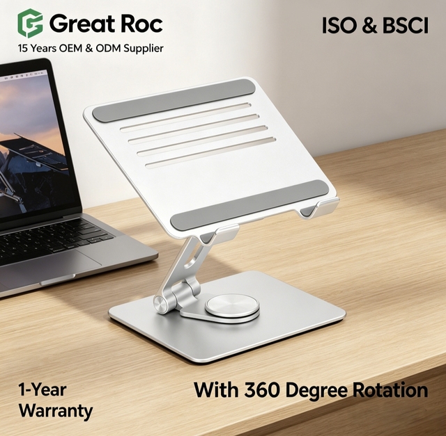 Tablet Stand A87 for Desk, 360° Rotating iPad Stand, Aluminum Adjustable & Foldable iPad Holder, Compatible for iPad Air Mini