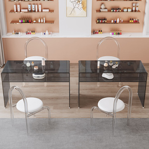 Moda luz lujo moderno Simple acrílico salón muebles <span class=keywords><strong>mesas</strong></span> sillas juegos <span class=keywords><strong>para</strong></span> <span class=keywords><strong>uñas</strong></span> salón muebles manicura Mesa <span class=keywords><strong>uñas</strong></span> Escritorio - Product Image 3