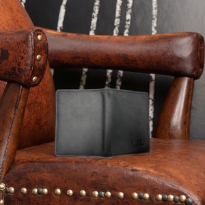 For Vintage Bi-fold Thin Minimalist <b>Rfid</b> <b>Blocking</b> Unisex Full Grain Genuine Leather Metal Holder Short Slim <b>Wallet</b> Portable - Product Image 4