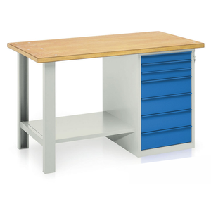 Tecnotelai <b>workbench</b> with 7 drawers, <b>wooden</b> top, 1500x750x900mm - Product Image 1