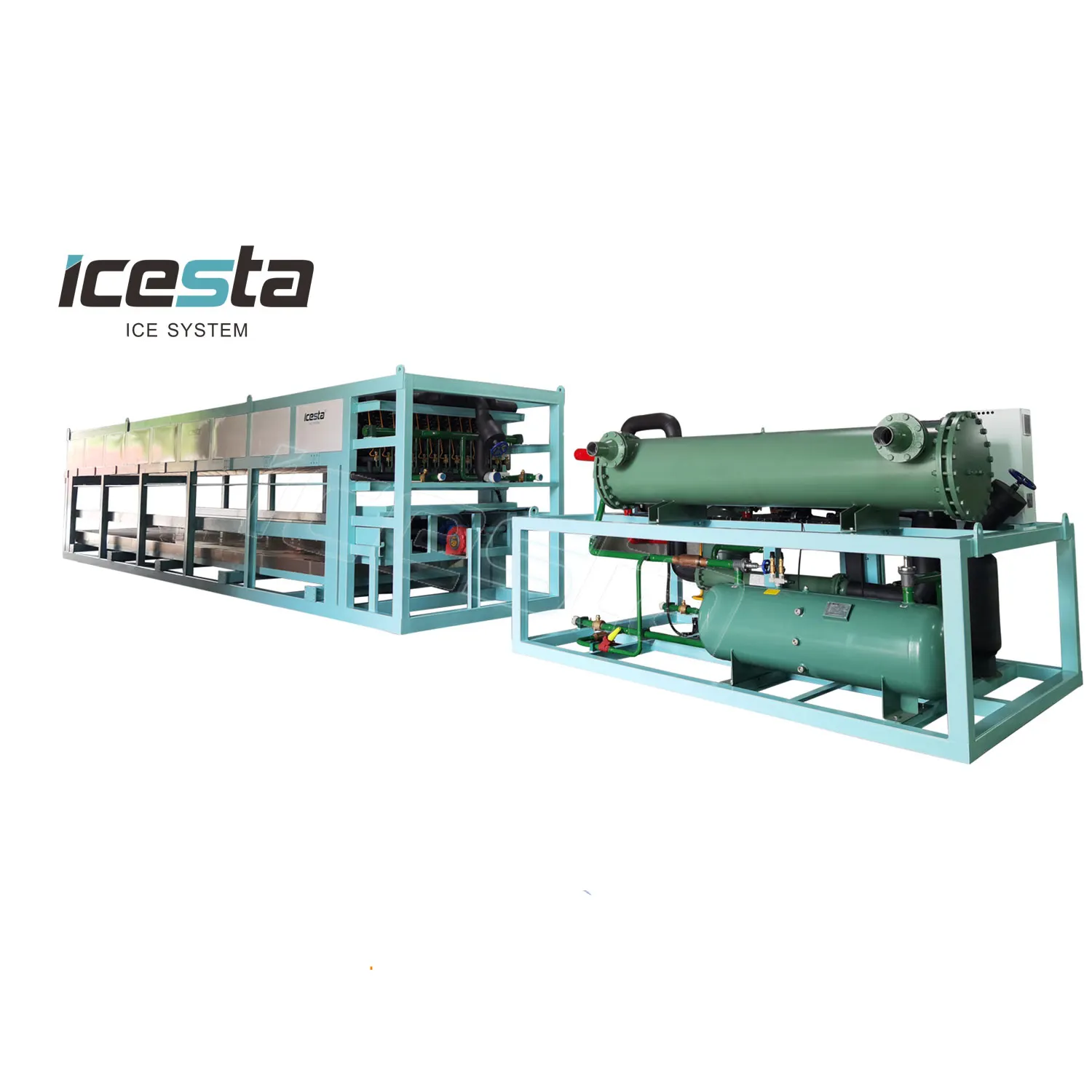 ICESTA özelleştirilmiş yüksek verimlilik uzun ömürlü otomatik 25t endüstriyel doğrudan soğutma bloğu buz makinesi