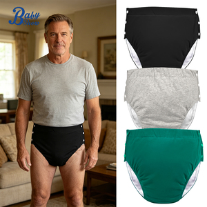 Sous-vêtements d'incontinence réutilisables en coton <span class=keywords><strong>pour</strong></span> hommes, doublure en soie glacée, haute absorption, <span class=keywords><strong>couche</strong></span> lavable, confort estival XL/XXL - Product Image 1