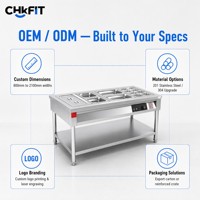 Bain-marie électrique commercial certifié CE Rohs, table chauffante pour aliments, table à vapeur pour restaurant, buffet, équipement 201 304