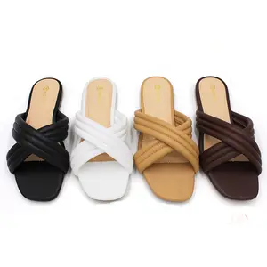 luxury leather female flat slides latest ladies indoor sandals wholesale women slippers and shoes femmes 2023