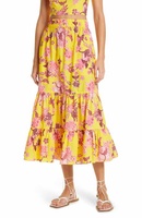 Ensemble robe longue à imprimé floral et à volants pour femmes