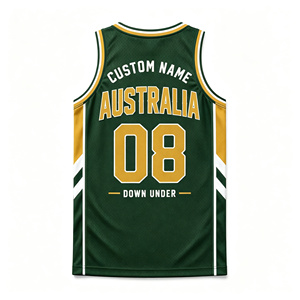 Camiseta de Baloncesto Personalizada para Fanáticos de Australia, con Nombre y Número del Equipo, Sin Mangas, Malla Impresa, 100% Poliéster, Color Personalizado, Deportiva - Product Image 5