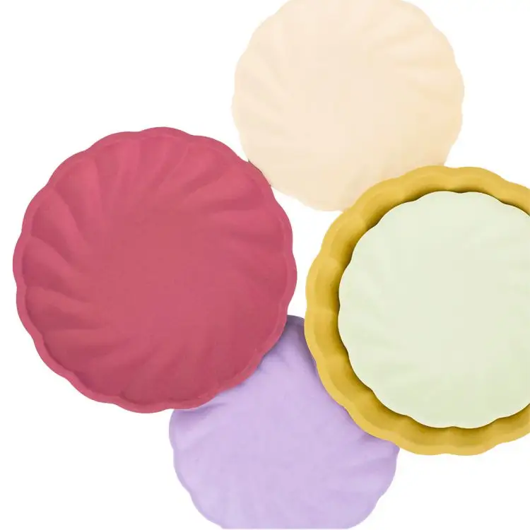 Assiettes en papier jetables compostables de récipient alimentaire de couverts colorés en gros de tache