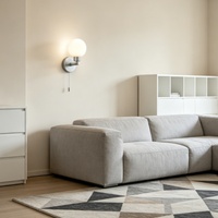 Applique murale S2024A pour chambre et salle de bain, G9, en aluminium chromé avec globe en verre dépoli, commande tactile, IP44
