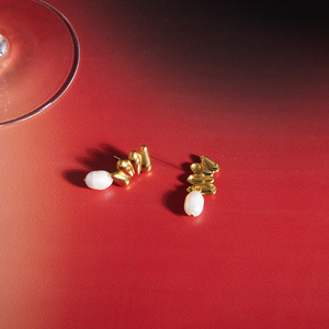 Geometric Freshwater Pearl Stud Earrings Stainless Steel Women's Everyday Wear Jewelry - Product Image 4