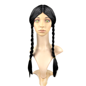 Addams peluca Cosplay mujeres niñas Pelo Largo peluca negra con buena calidad para Halloween accesorio Festival peluca - Product Image 1