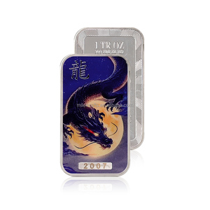 Barre de cuivre fin .999 de 1 once avec gravure laser de différents numéros de série, motif Dragon du <span class=keywords><strong>Zodiaque</strong></span> Chinois et créature mythique imprimée UV - Product Image 5