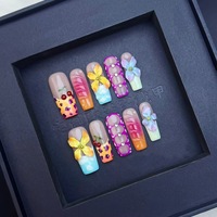 50 styles de collection d'ongles transfrontalière européenne et américaine # 1 Kit de faux ongles à presser, couvrance totale, vente en gros