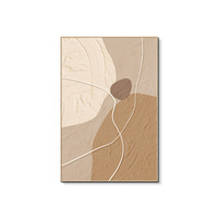 Peinture sur toile abstraite style crème, beige et blanc, pour décoration murale de salon.