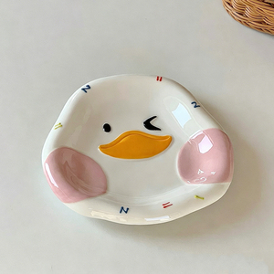 Juego de Vajilla de Cerámica Creativa para Niños, Diseño de <span class=keywords><strong>Patito</strong></span>, Platos y Tazones Infantiles, Apto para Alimentos, Reutilizable, Venta al Por Mayor - Product Image 2