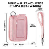 Dompet Wanita Mini dengan Ritsleting, Tempat Kartu, Jendela ID Transparan, Kantong Koin, Ringan, Portabel, dan Gantungan Kunci