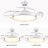 Y193 Ventilateur de plafond moderne avec lumière et télécommande Ventilateur de plafond rétractable de 42 pouces 3-CCT Smart Dimmable LED Fan Light
