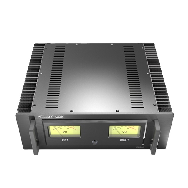 BRZHiFi A60 Aluminum Power Amplifier case Home Audio Amplifier case Enclosure Electronics Chassis with Heat Sink VU Meter DIY