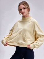 Sweat-shirt oversize pour femme à col montant, imprimé 3D en relief, en molleton de coton, pull décontracté pour l'automne
