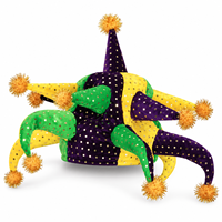 Neuer bunter Plüsch-Clownhut für Halloween und Mardi Gras – Lustiges Narrenkostüm
