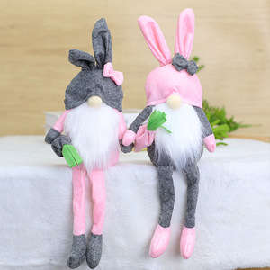 Easter Bunny Gnomes Plush Sitting Long Dangling <b>Legs</b> Swedish Tomte Rabbit Elf for Tiered Tray Shelf Sitter Home <b>Table</b> Decor - Product Image 3