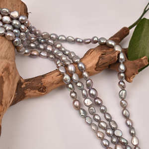 Perles d'eau douce naturelles irrégulières à deux faces, semi-finies, faites à la main, en pierre grise de forme baroque, accessoire de bricolage - Product Image 3