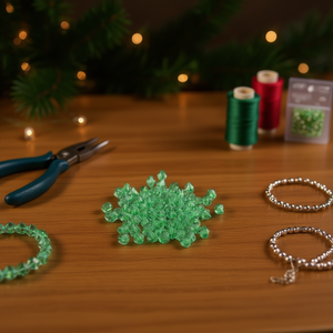 Ilan Abalorios Perline Biconiche Sfaccettate Trasparenti 8mm Verde Natalizio 15g - Product Image 3