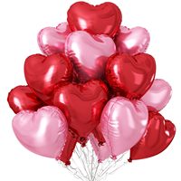 12 ballons en forme de cœur roses et rouges de 18 pouces, ballons brillants en feuille d'aluminium, décoration pour la Saint-Valentin, anniversaire, mariage, fête