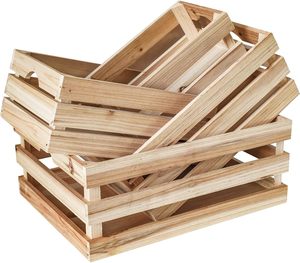 100% thùng gỗ lớn chưa hoàn thành Bộ 4 Thùng gỗ lưu trữ gỗ hiển thị hộp mộc mạc - Product Image 2