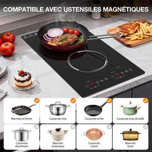 Estufa Eléctrica Comercial Empotrable de 2 Placas, Cocina de Inducción, Cocina de Infrarrojos, Pantalla Táctil, Quemador Doble, Placa de Inducción - Product Image 6