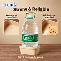 Boîte à lunch jetable écologique Trendz, en kraft, rectangulaire, pour salade, à emporter, avec couvercle