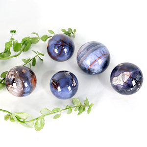 High Quality Wholesale Flower Agate <b>Ball</b> Spirit <b>Crystal</b> Blue Sakura Sphere Polished for Home Decoration and Healing - Product Image 1