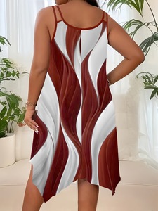 Nuevo Vestido de Verano para Mujer, Talla Grande, con Dobladillo Irregular, Tirantes Dobles y Estampado Aleatorio, a la Moda - Product Image 6