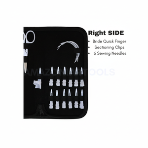 ชุดอุปกรณ์ต่อผมสำหรับร้านเสริมสวย คีมหนีบไมโครบีดส์สีขาวพร้อมเข็มโค้ง คลิปหนีบผม แหวนแบ่งผม กรรไกรขนาดเล็ก - Product Image 1