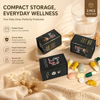 Boîte carrée pratique en métal JYB, étui portable en métal pour pilules, boîte de rangement alimentaire de qualité alimentaire pour médicaments, comprimés et suppléments