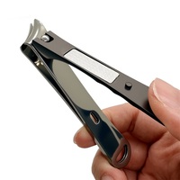 Coupe-ongles incurvé en acier inoxydable noir avec étiquette personnalisée, ouverture large et emballage personnalisable