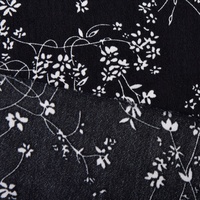 Tissu imprimé 100% polyester 120GSM à motif floral et feuillage noir et marron, doux et respirant pour chemises et robes