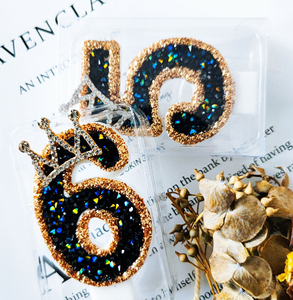 Prodotti più venduti 2023 candele con numero di compleanno glitter nero numero corona candele blu candele di compleanno glitterate - Product Image 4
