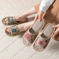 StepGrace été Style chinois bambou rotin paille tapis lin pantoufles pour hommes et femmes intérieur antidérapant sandales maison chaussures