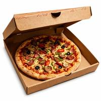 Boîtes à pizza en carton ondulé en gros, boîte à pizza en papier kraft, boîte d'emballage alimentaire personnalisée pour la livraison à emporter