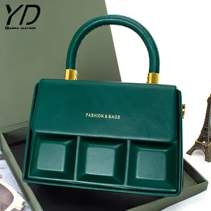 2024 New Fashion PU Handmade Handtaschen für Frauen Stilvolle Box Taschen Female Candy Color Square Geldbörsen