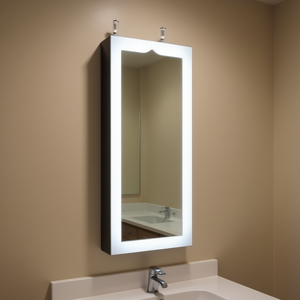 Armoire à bijoux moderne avec miroir LED, murale, verrouillable, cadre en bois, interrupteur tactile, pour usage domestique - Product Image 2
