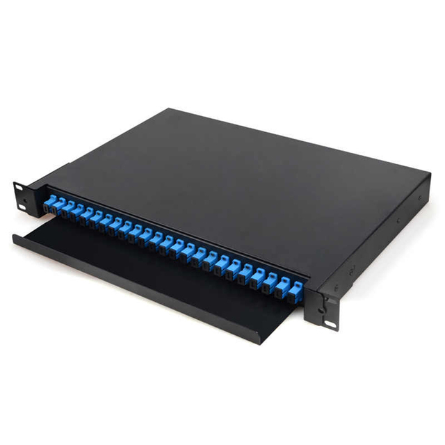 Rack Mount 1U 19 Inch 24 Port Fiber Optic Patch Panel LC SC Full Equipment Sliding Fiber Patch Panel