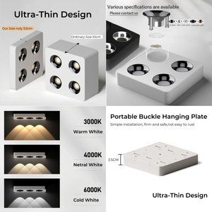 Lámpara de Techo <span class=keywords><strong>LED</strong></span> Ecolux Moderna CE 7W, Ultrafina, Redonda/Cuadrada, Blanca/Negra, de Superficie - Product Image 3