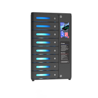 Casillero de Carga para Teléfonos Móviles MIA Premium de 8 Compartimentos con Desbloqueo Remoto y Estación de Visualización de Historial, Ideal para Cafeterías y Restaurantes