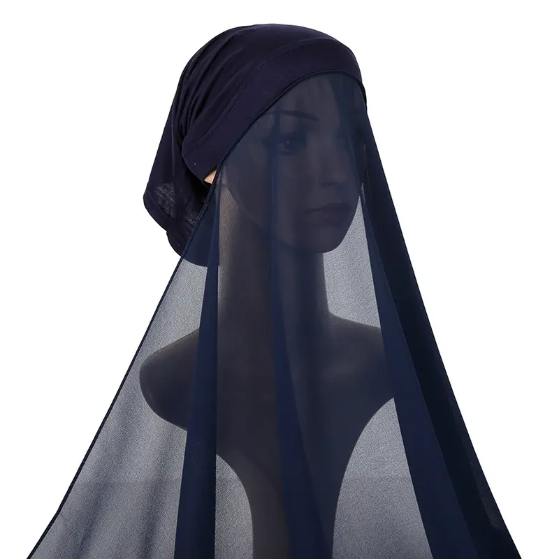 Undercap moda düz renk şifon kafa sarar ile anında şifon başörtüsü eşarp kapaklar altında müslüman moda bandaj