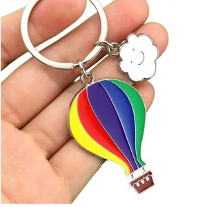 Wholesale Vintage Style Enamel Keychain Colorful Cartoon Hot Air <b>Balloon</b> Metal Key Rings Promotional Souvenir Gifts - Product Image 4
