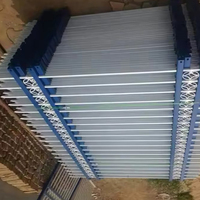 Valla de Jardín de Acero Moderna, Valla de Metal de Acero Galvanizado Negro, Paneles de Valla de Acero Forjado con Parte Superior Plana
